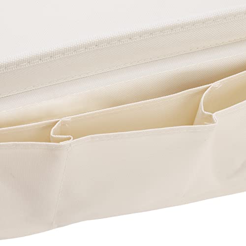 Sofa Armrest Organizer, Couch Side Pockets Chair Armrests Folding Arm Tray Hanging Bed Bag Bedside Storage Holder for Recliner Mattresses Remotes Phone Glasses Magazines with Slots(Creamy white) - color: Creamy white