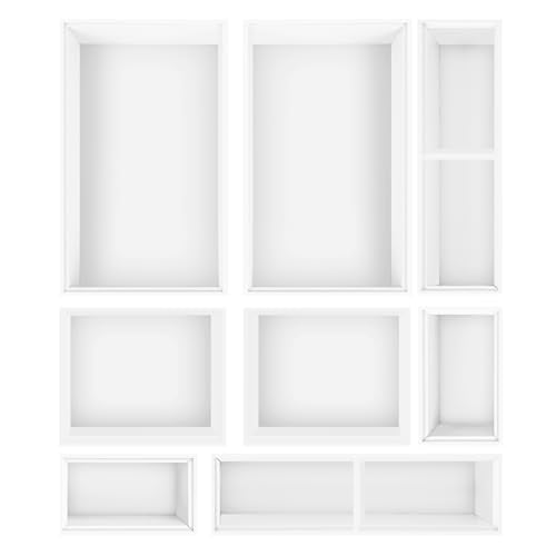 Bamboo Drawer Organizer Set, 8 PCS White Multi-Use Wood Drawer Storage Kitchen Boxes, Junk Drawer Organizer Divider Bins for Bathroom, Office Desk, Makeup, Jewelry, Utensils - color: White, size: 8PCS