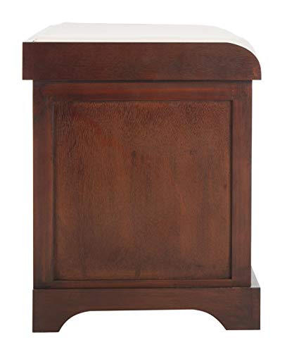 SAFAVIEH Home Collection – Freddy Cherry Storage Bench with Wicker Baskets & Cushion, Entryway Seating Bench, Fully Assembled (AMH5736E) - color: Cherry