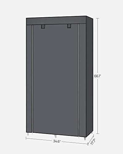 SONGMICS Portable Closet, Fabric Wardrobe, Clothes Rack with Shelves, Pockets, Large Capacity, 1 Hanging Rod, 34.6 x 17.7 x 66.1 Inches, Dove Gray URYG84GY - color: Grey, size: 2 Tiers(66.1"H)