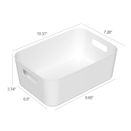 12 Packs Pantry Organizer Bins, Plastic Cupboard Organization Box, White
