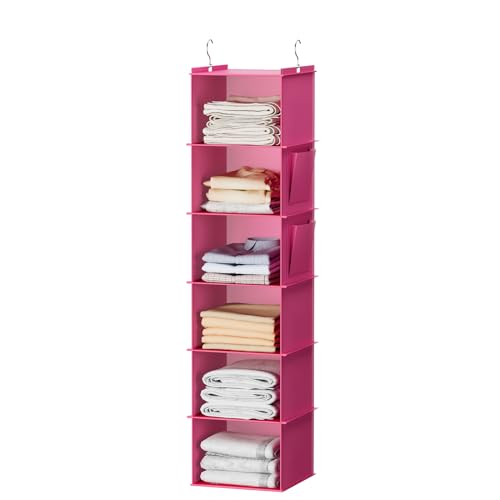 YOUDENOVA Hanging Closet Organizer, Closet Hanging Storage Shelves (Pink) - color: Pink