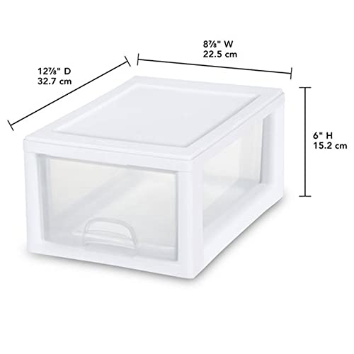 Sterilite 18-Pack 6 Quart Stacking Drawer, Clear Storage Closet Organizer, White Frame - Stackable Modular Plastic Drawers for Clothes, Accessories, Craft Supplies, Shoes or Linens - size: 6 Quart, style: 18 Pack