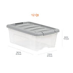Amazon Basics Plastic Storage Containers with Secure Latching Lids, Stackable Organization Bins for Organizing, Clear/Grey, 12 Quart, Set of 6 - size: 12 Qt. - 6 Pack