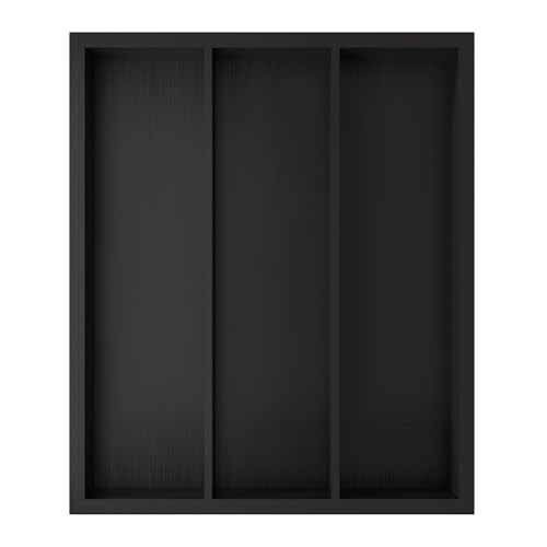 Unibambou Bamboo Utensil Drawer Organizer, Silverware Tray Organizer, Kitchen Drawer Organizer for Flatware Cutlery (Black, 3 Slots) - color: Black, size: Small 8.5x10 Inch