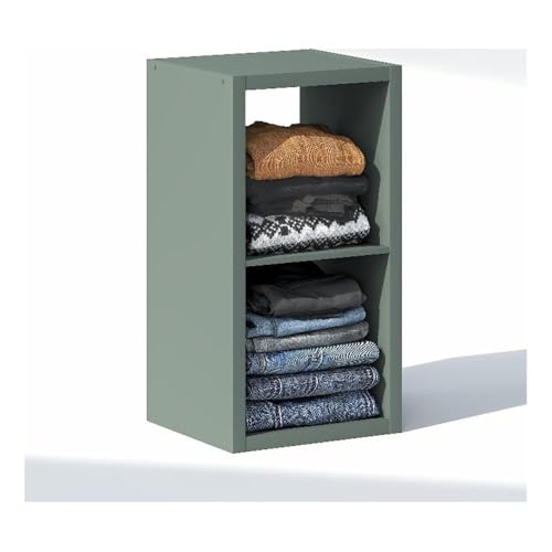 Furinno Cubic Closet Organizers and Storage, 2-Cube Closet Organizer, Open Shelf Closet Storage, Extra Thick Frame for Wardrobe, Bedroom, Living Room, Sage Green - color: Sage Green, size: 2-Cube