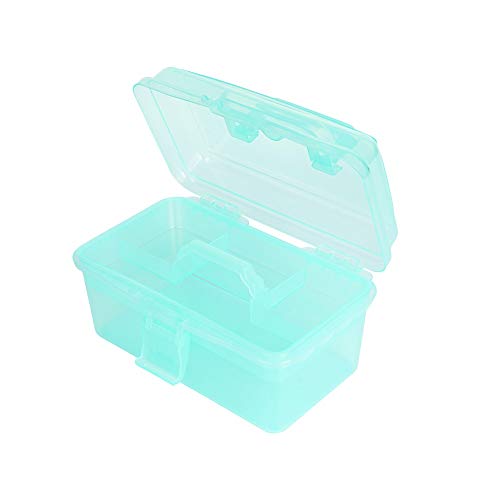 BangQiao Multipurpose Plastic Art and Craft Supply Storage Container Bin Case with Removable Tray and Handle, First Aid Box Organizer, Clear&Green - color: clear/green