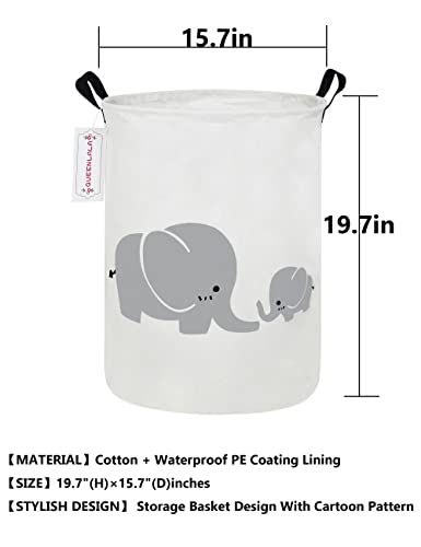 QUEENLALA Large Storage Basket,Laundry Hamper/Bathroom/Home Decor/Collapsible Round Storage Bin,Boys and Girls Hamper/Boxes/Clothing(Parent-child elephant) - color: Parent-child elephant