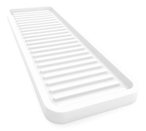 Happitasa Silicone Kitchen Sink Organizer Tray, Sponge Holder and Countertop Protector | Bathroom and Kitchen Soap Dish and Dispenser Tray (White, 12"x4") - color: White, size: 12"x4"