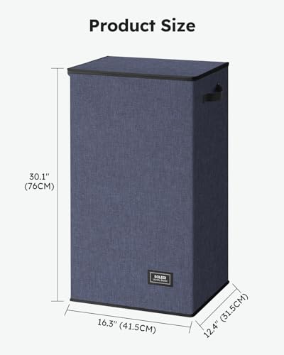 SOLEDI Laundry Hamper with Lid 100L Large & Tall Collapsible Laundry Basket, Clothes Hamper with Bag Removable Easy to Carry, Dirty Hampers for Bedroom, Bathroom, Dorm, College, Navy Blue - color: Navy Blue, size: 100L