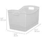 Clear Utility Storage Organizer Bin with Built-In Handles, 15.3" x 10.4" x 9.8" Open-Top Box for Pantry, Closet, Office & Cleaning Supplies