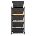 MonsterRAX 5-Tier Side-Load Heavy Duty Garage Slide Bin Storage Rack for 27-Gallon Totes. Industrial metal organization, 250lb capacity, NSF Certified. (Bins not included) (Black) (Black) - color: Black