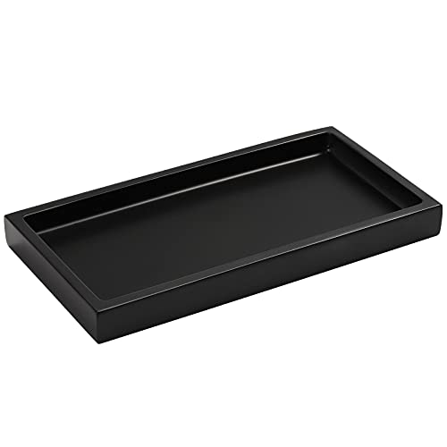 Luxspire Bathroom Vanity Tray, 8 x 4 inch Resin Dresser Jewelry Ring Dish Tank Storage Kitchen Sink Countertop Organizer Plate Holder for Perfume Soap Towel Bathroom Accessories, Mini, Matte Black - color: Black, style: Mini