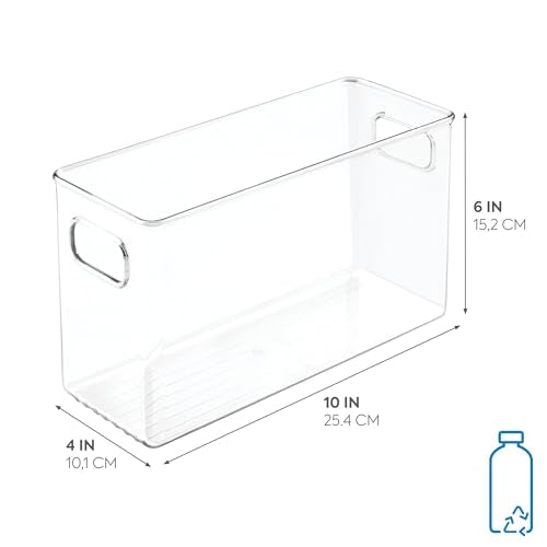 iDesign BPA-Free Plastic Pantry and Kitchen Storage, Freezer and Fridge Organizer Bin with Easy Grip Handles – 10” x 4” x 6”, Clear - style: Pack of 1