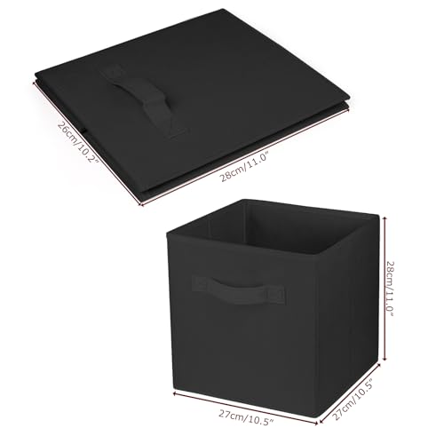 2 Pcs Storage Cubes, 10.5 Inch Collapsible Storage Bins, Fabric Foldable Bins for Organization, Durable Storage Bins for Closet, Shelves, Offices (Black) - color: Black
