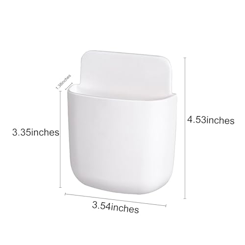 1Pcs Wall-Mounted Storage Box Space-Saving Wall Organizer for Phone Remote Small Items Creative Hanging Storage Easy Install No Electricity Needed(White) - color: White