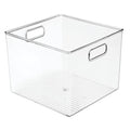 mDesign Plastic Modern Storage Organizer Bin Basket with Handles - 4 Pack - Clear - size: 10 x 10 x 8 (Pack of 4)