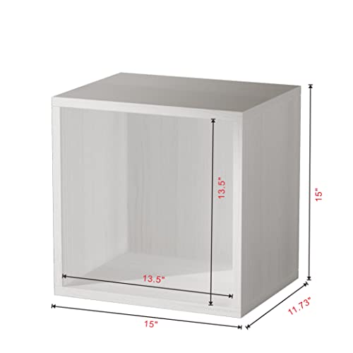 FUSUNBAO Magic DIY Cube Storage Organizer Stackable Cubes for Home Books Clothes Toy-Modular Cubby Storage System-Office Cubical-Bookcase Closet (French Oak,Drawer Cube) - color: Pure White-washed