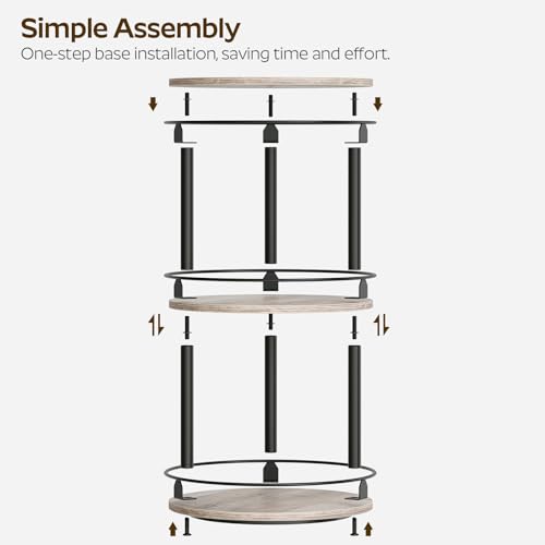YATINEY 3-Tier Lazy Susan Organizer, Rotating Spice Rack, Spinning Organizer, Industrial Turntable Spice Rack Organizer for Cabinet, Kitchen Countertop, Greige and Black SR23BG - color: Greige + Black, size: 10.2"L x 10.2"W x 18"H