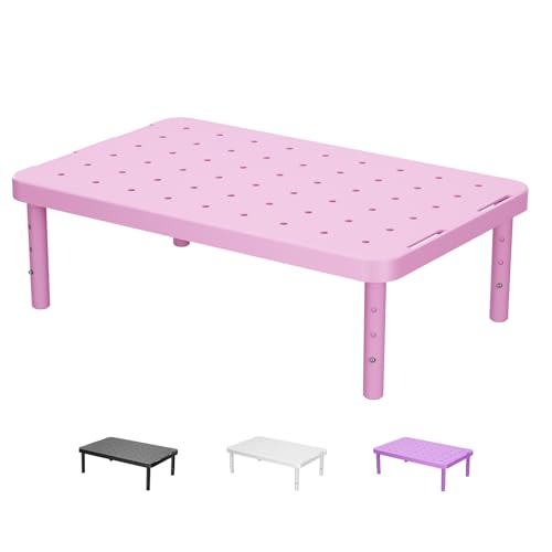 WALI Computer Monitor Stand for Desk, Adjustable Laptop Riser, Desk Monitor Stand Underneath Storage for Office, Home, School Supplies (PTT001-P), 1 Pack, Pink - color: Pink, size: Basic