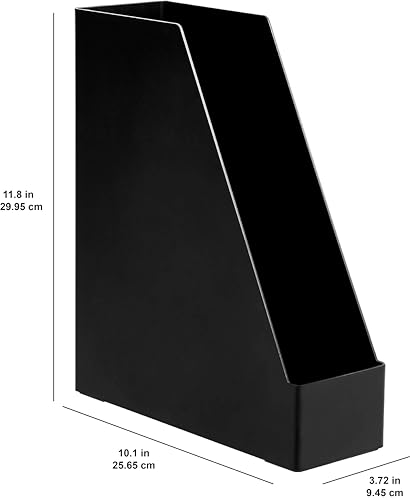 Amazon Basics Plastic Desk Organizer Magazine Rack and File Holder, Black, 2-Pack - size: 2 pack