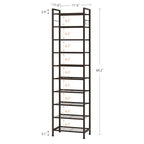 usikey 10 Tiers Narrow Shoe Rack 20-30 Pairs, Sturdy Metal Tall Shoe Rack Shelf with 4 Hooks, Slim Shoe Storage with Metal Shelf, Space Saving Vertical Shoe Organizer for Entryway Bronze UNYXJX018A - color: 10 Tier ( 17.9 X 11 X 69.2 Inches)-bronze