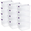 Sterilite 66 Qt ClearView Latch Storage Box, Stackable Bin with Latching Lid, Organize Clothes, Blankets, Items in Closet, Clear Base and Lid, 12-Pack - size: 12 Pack, style: 66 Quart