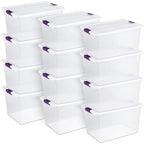 Sterilite 66 Qt ClearView Latch Storage Box, Stackable Bin with Latching Lid, Organize Clothes, Blankets, Items in Closet, Clear Base and Lid, 12-Pack - size: 12 Pack, style: 66 Quart