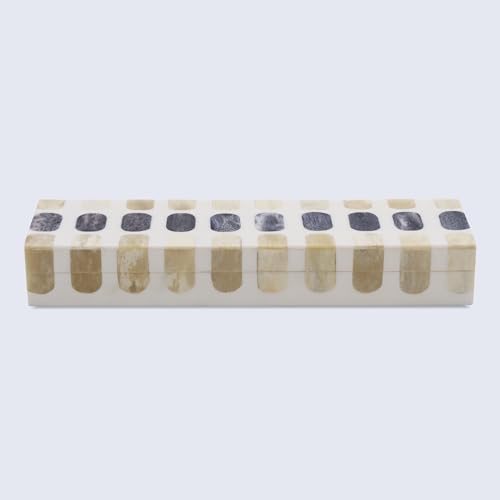 Handicrafts Home Decorative Remote Holder Box 10x2.5 – Slim Organizer Box with Lid for TV Remotes, Coffee Table Décor, Modern Shelf Box, Boho Home Décor Accent, Black and White Decorative Storage Box - color: PATISSERIE-CARAMEL, size: 10x2.5x1.5 Inch