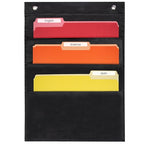 Essex Wares - 3 Pocket File Pocket Chart, Black, 14" Wide x 19.5" Tall - Versatile Wall Hanging File Folder Organizer for Classroom, Office, Home, and More - Wall Folder Organizer - 3 Pockets - size: 3 Pocket
