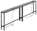SUPERJARE 78.8 Inch Narrow Console Table with Outlet, Sofa Tables, Behind Couch Table, Long Entryway Tables with Charging Station, for Living Room, Charcoal Gray - color: Charcoal Gray, size: 5.7''D x 78.7''W x 29.7''H