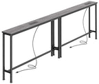 SUPERJARE 78.8 Inch Narrow Console Table with Outlet, Sofa Tables, Behind Couch Table, Long Entryway Tables with Charging Station, for Living Room, Charcoal Gray - color: Charcoal Gray, size: 5.7''D x 78.7''W x 29.7''H