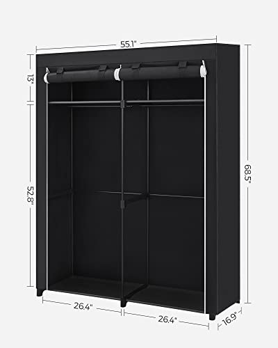 SONGMICS Closet Wardrobe, Portable Closet for Bedroom, Clothes Rail with Non-Woven Fabric Cover, Clothes Storage Organizer, 55.1 x 16.9 x 68.5 Inches, Black URYG02BK - color: Black