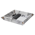 Valet Tray Desktop Storage Organizer – Premium PU Leather Catchall Bedside Vanity Tray Nightstand Caddy Holder for Remote Controller, Keys, Phone, Wallet, Coin, Jewelry,Marble White - color: Marble White