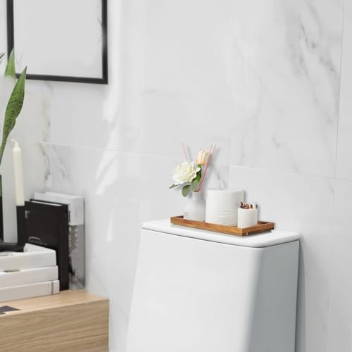 ALELION 11.7" Bathroom Vanity Tray for Counter - Acacia Wood Decorative Tray for Toilet Tank Makeup Perfume Jewelry Catchall Coffee Table - Wooden Kitchen Countertop Organizer for Soap Dispenser - color: Acacia, size: 6" x 0.8" x 11.7"