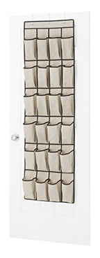 Whitmor 24 Pocket Over The Door Shoe Bag, Espresso Trim - size: 24 Pocket Espresso Trim