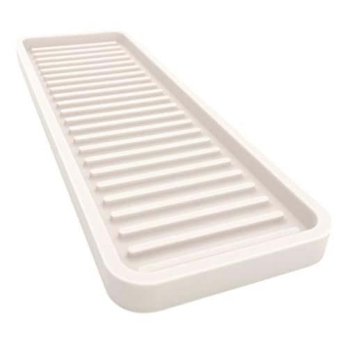 Happitasa Silicone Sink and Surface Organizer Tray, Sponge Holder, Vanity Tray, Heat Safe, Dishwasher Safe, for Bathroom and Kitchen Organization (Vanilla Cream, 12"x4") - color: Vanilla Cream, size: 12" x 4" x 0.6"