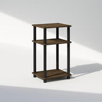 Furinno Just 3-Tier Turn-N-Tube Open Storage Nightstand, 1-Pack, Plastic Poles, Columbia Walnut/Black - color: Columbia Walnut/Black, size: 1-Pack, style: 1-Pack