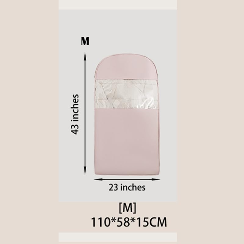 Space Saving Hangable Garment Bag with Self Compression Zipper - Organizer for Closet(Pink，M) - color: Pink, size: M