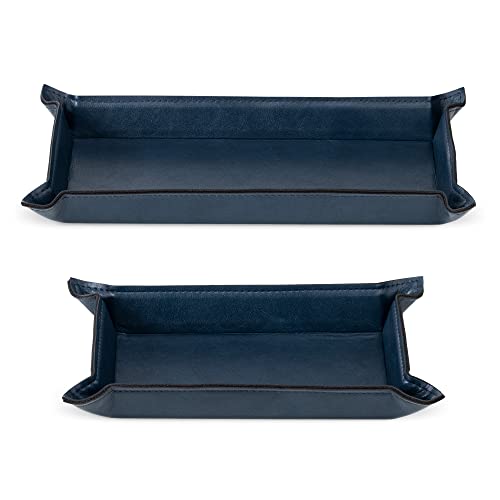 Navaris 2 x Empty Tray for Keys, Coins, Mobile Phones, Jewellery – Entrance Table for Office Bedside Tables - color: Dark Blue