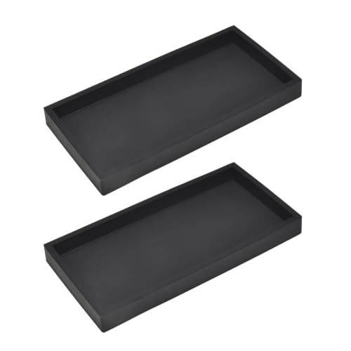DNC 2PC 7.9" Small Bathroom Vanity Tray for Counter, Silicone Kitchen Sink Soap Tray for Countertop Dish Holder Dispenser Toilet Tank Desk Organizer Black - color: Black(2pc Small 7.9"), size: 7.9" x 3.9" x 0.7"
