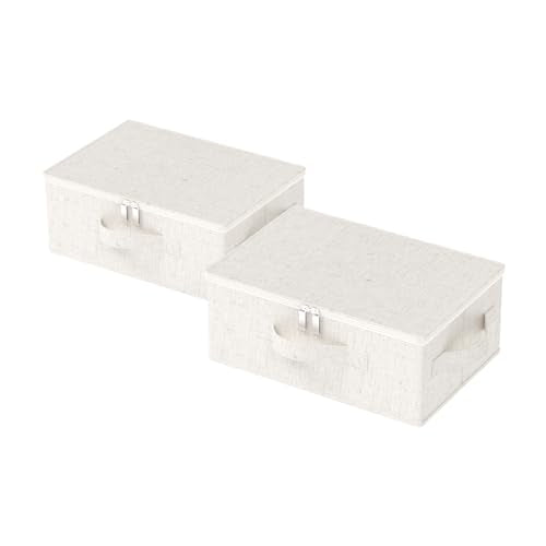 Underbed Storage Box with Lid, Foldable Clothes Organizers, Home Organising Baskets for Clothes, Shoes, Blankets, Pillows, 14.9x10.2x5.9Inches, Beige, 2 Pack - color: Beige, size: 14.9x10.2x5.9 in(2 Pack)