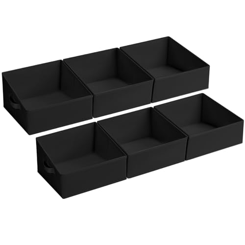 DIMJ Trapezoid Storage Bins for closet shelves, Closet Organzier Bins with Handle, Foldable Closet Storage Bins Basket, Closet Organizers and Storage for Toys, Books, 6 Packs, Black - color: Black, size: 6 Bins 11.4"x11.4"x7.8"