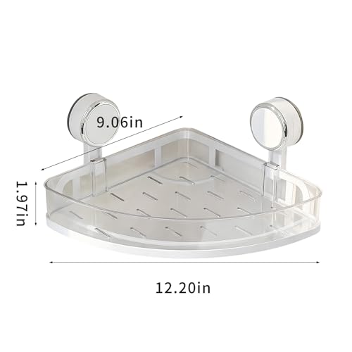 Suction Cup Corner Shower Caddy, Shower Caddy Basket Powerful Suction Bathroom, Waterproof & Rustproof Organizer for Bathroom Storage, No-Drilling Removable- 1 Pack - color: White1