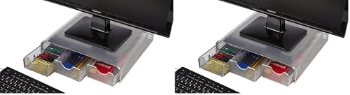 Mind Reader Perch Monitor Stand Desk Organizer, Silver Metal Mesh (Pack of 2) - size: 13.25"L x 12.5"W x 3"H (Pack of 2)