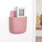 1Pcs Multi-Purpose Adhesive Wall Mounted Storage Box No-Drill Plastic Organizer for Remote Control Phone and Small Items Compact Space Saving Design(Pink) - color: Pink