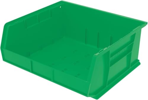 Akro-Mils 30250 AkroBins Plastic Storage Bins, Space-Saving Stackable Bins for Garage, Pantry, Craft Organization, 15" x 16" x 7", Green, 6-Pack - color: Green