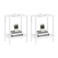 YUFAM End Table,Small Side Table,2-Tier Nightstand with Storage Shelf,Sofa Bedside Table for Small Spaces in Living Room,Bedroom, Office,Stable Frame,Easy Assembly,White - color: White, style: 2pcs No Plug