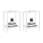 YUFAM End Table,Small Side Table,2-Tier Nightstand with Storage Shelf,Sofa Bedside Table for Small Spaces in Living Room,Bedroom, Office,Stable Frame,Easy Assembly,White - color: White, style: 2pcs No Plug