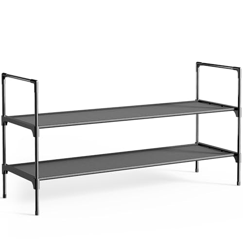 Kitsure Shoe Rack - 3-Tier Shoe Organizer, Shoe Rack for Closet, Entryway, Bedroom, Easy- Assembly Storage Shelf with Side Handles, 36.2" Wide - 2 Tiers, Black - color: Black, size: 36.2" Wide - 2 Tiers
